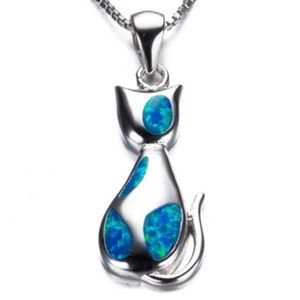 Cat necklace satellite silver chain pendant women’s jewelry Halloween gift box